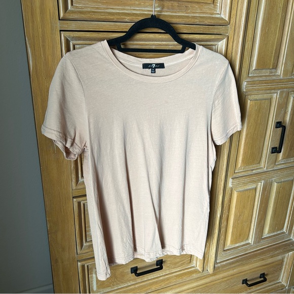 7 For All Mankind Light Beige Short Sleeve Tee - Picture 1 of 4